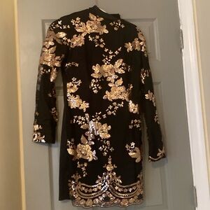 Long Sleeve, Formal Sequin Dress